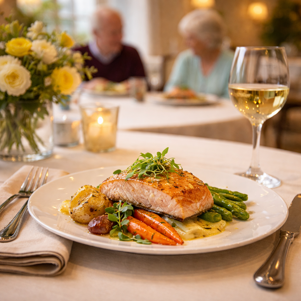 Chef-prepared meal in elegant dining room