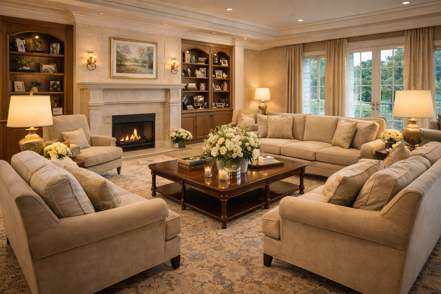 Cozy living room with fireplace