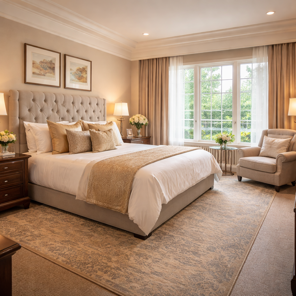 Luxurious private suite bedroom